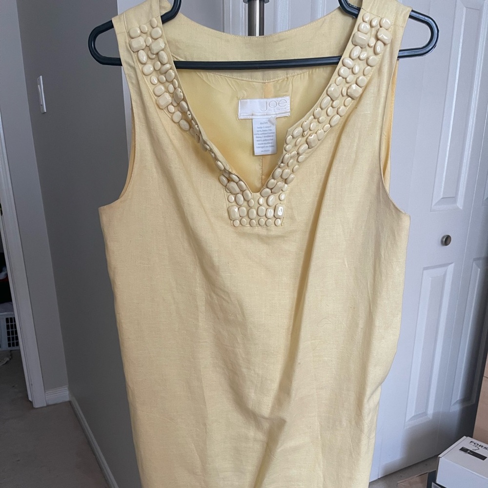 JOE Linen Light Yellow Beaded Dress